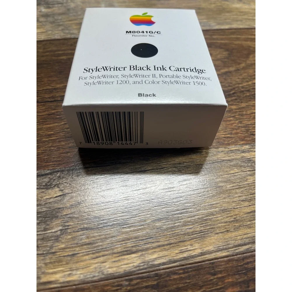 Vintage Apple StyleWriter Black Ink Cartridge M8041G/C Rainbow Logo New Sealed